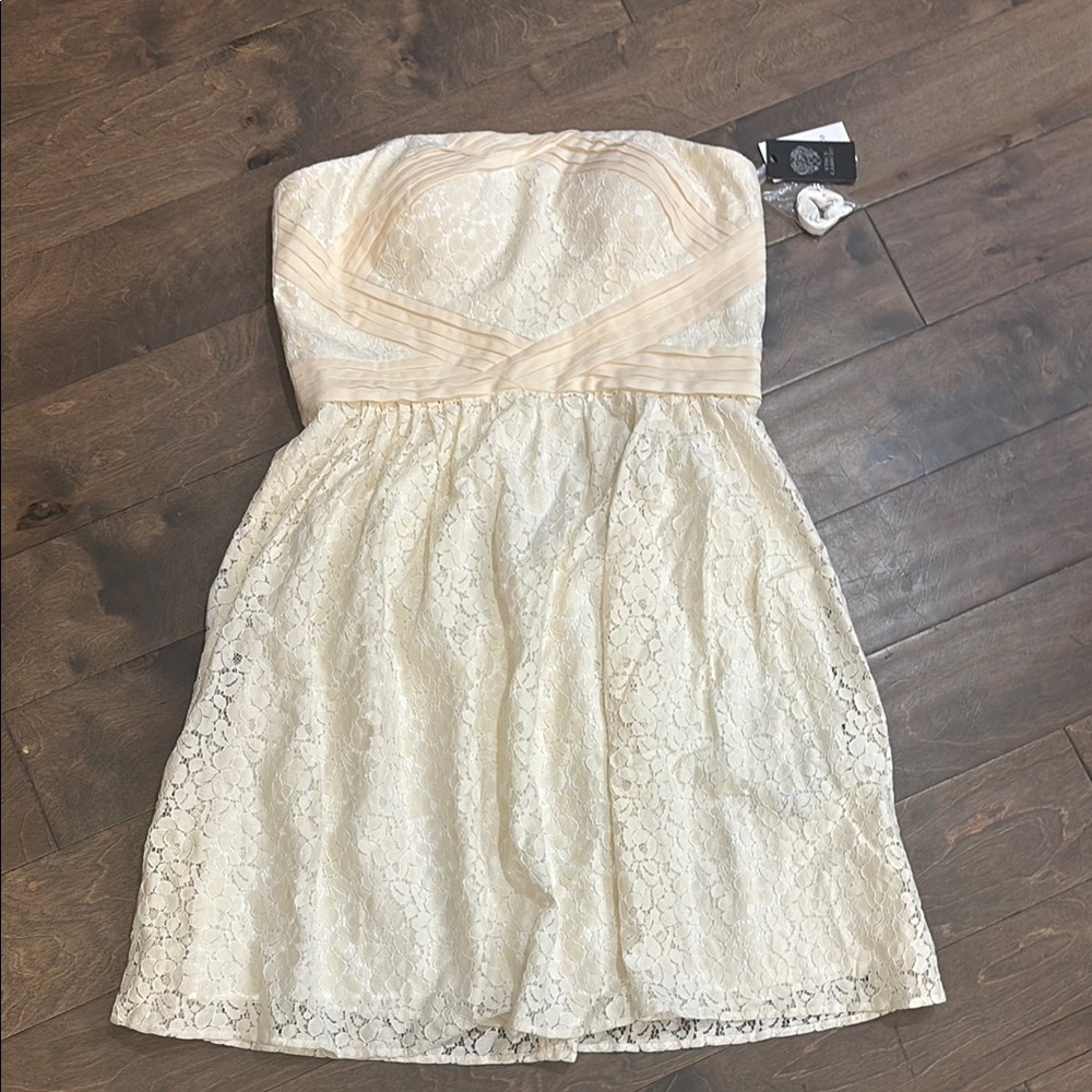 Vince Camut’s with tags Cream Strapless Lace Sundress for Graduations orWeddings